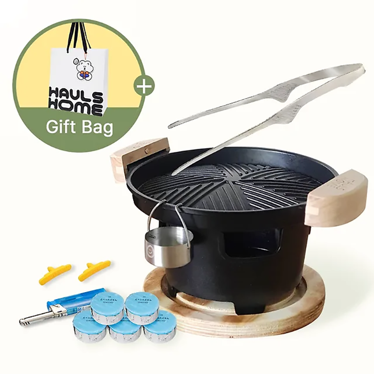 고기순삭 온오프 그릴팬 만능 풀세트 미니화로 불조절 1인용 가정용 그릴팬 고기불판 (+쇼핑백 포함)