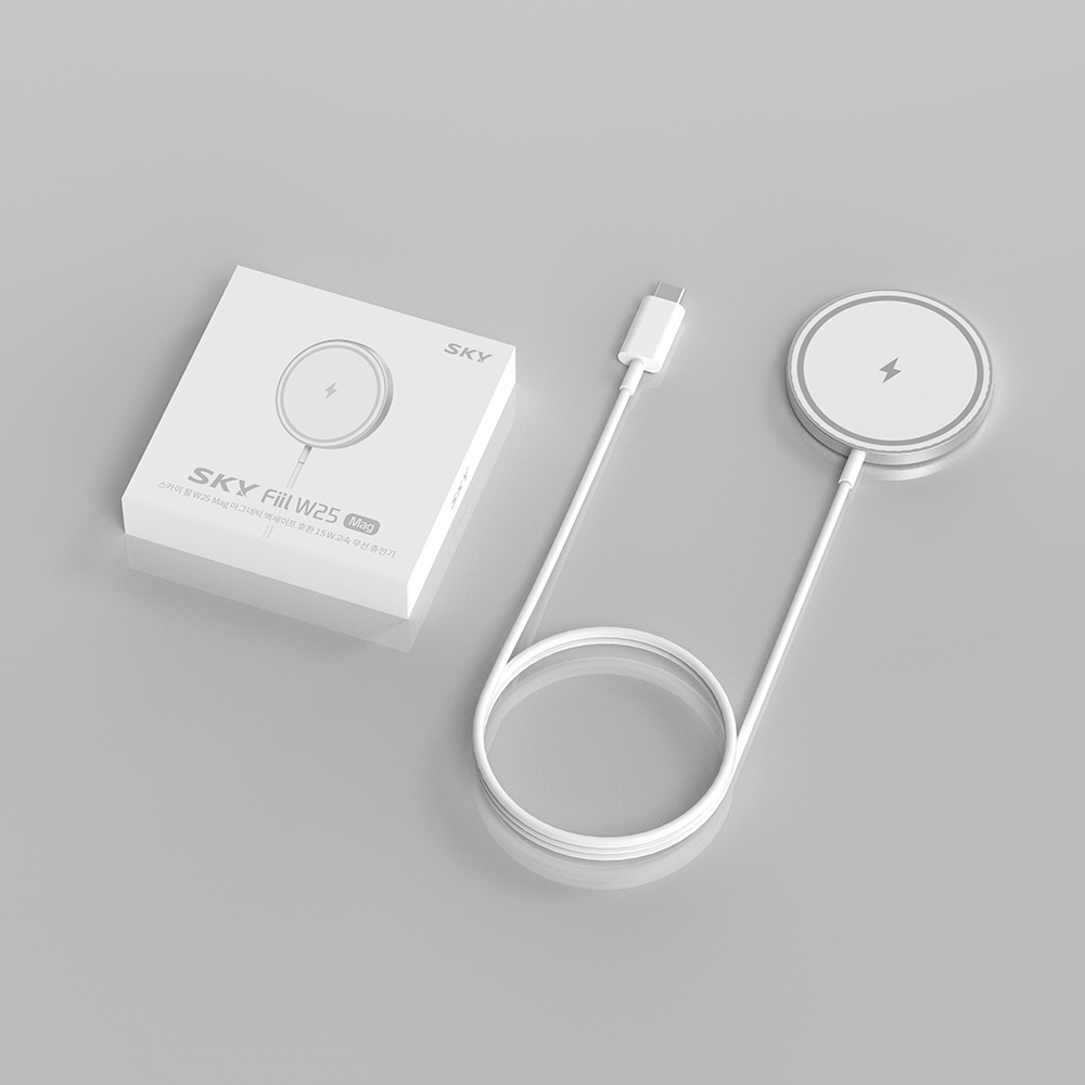 필 W25 Mag 15W 마그네틱 맥세이프 호환 고속 무선 충전기 패드 실버