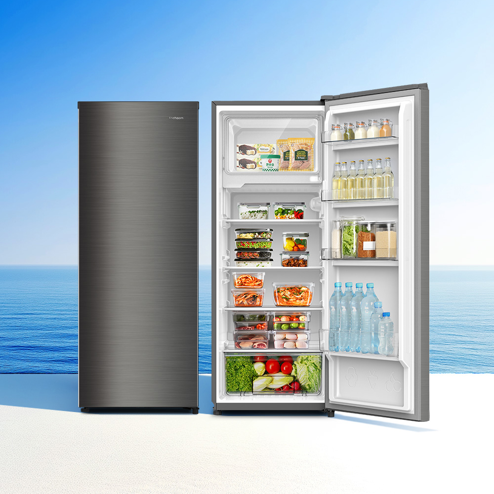 더함 소형 냉장고 사무실 신혼 원룸 냉장고 1도어 냉장고 173L 메탈실버 방문설치