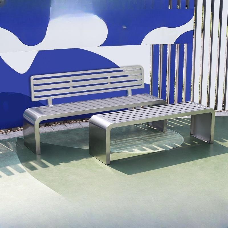 스테인리스 공원용 야외 벤치 긴 의자 공공장소 및 정원용 좌석 202-100cm - 상세 이미지 2