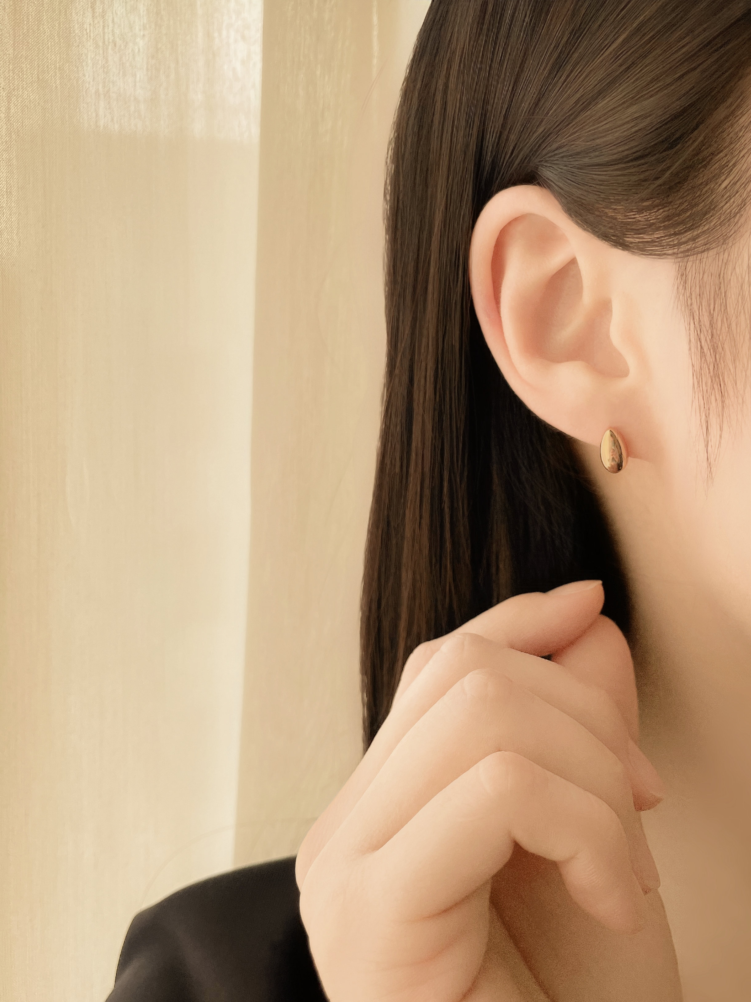 925 실버 물방울 볼드 귀걸이 기본 데일리 레이어드 은 이어링 이미지 7