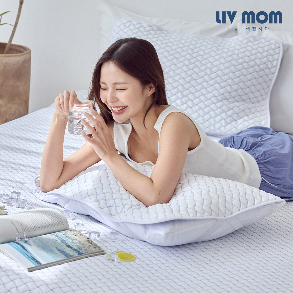 [1+1/총2장]리브맘 3초 뚝딱 매일 바꿔쓰는 듀라쿨 아이스냉감 밴딩형 베개커버 40x60 - 상세 이미지 5