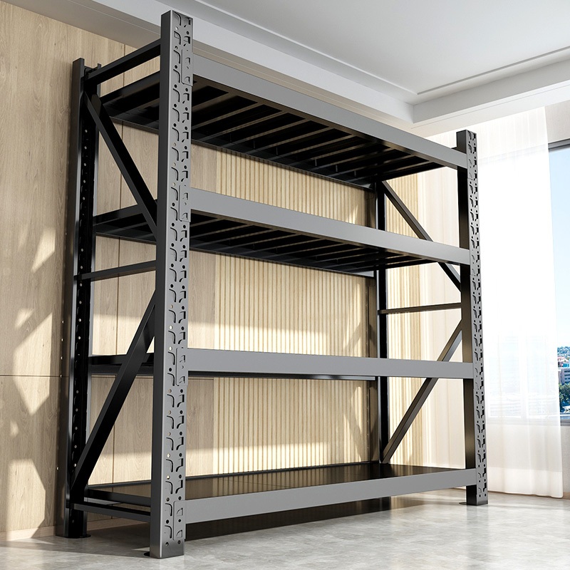 다용도 철제 수납 선반 창고용 5단 수납장 슈퍼마켓 진열대 3단 메인프레임-160cm(흑/백) 일반형 80x40cm 220kg 1개 - 상세 이미지 3