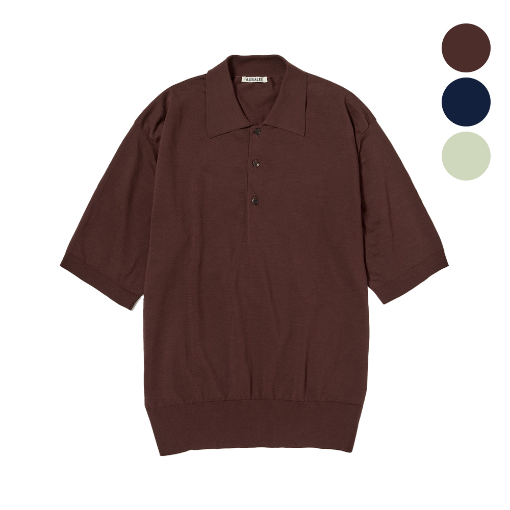 오라리 맨즈 반팔 SUPER HIGH GAUGE COTTON KNIT POLO 25SS 니트 티셔츠 - 상품 이미지