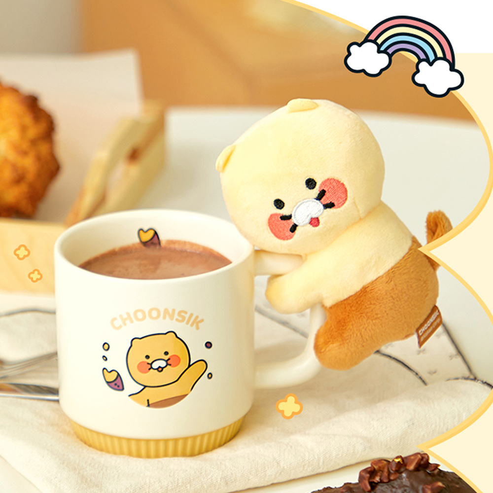 춘식이 허그 머그 컵 봉제 인형 세트 홈카페 카카오프렌즈 머그컵 굿즈 - 메인 이미지