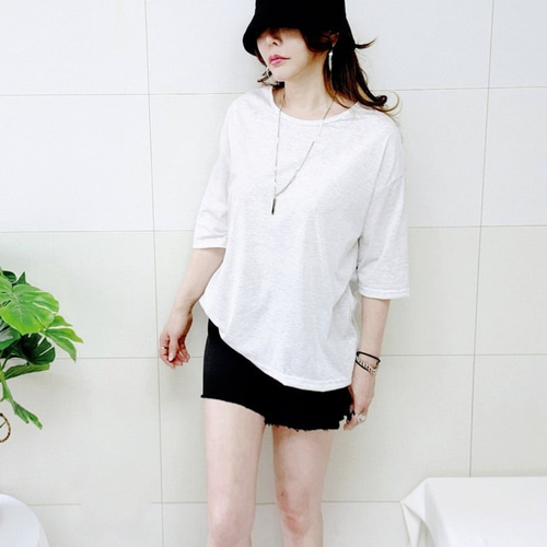 (국산면원단/국내자체생산) T1041 쿨 찰랑 7부 날씬 박스 티셔츠 20대30대여성의류 - 상세 이미지 3