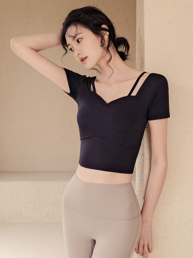 통풍 브이넥 신축성 면 스판 일자넥 코튼 일자 여름 캐주얼 여자 오프숄더 티셔츠 : Eunsoo