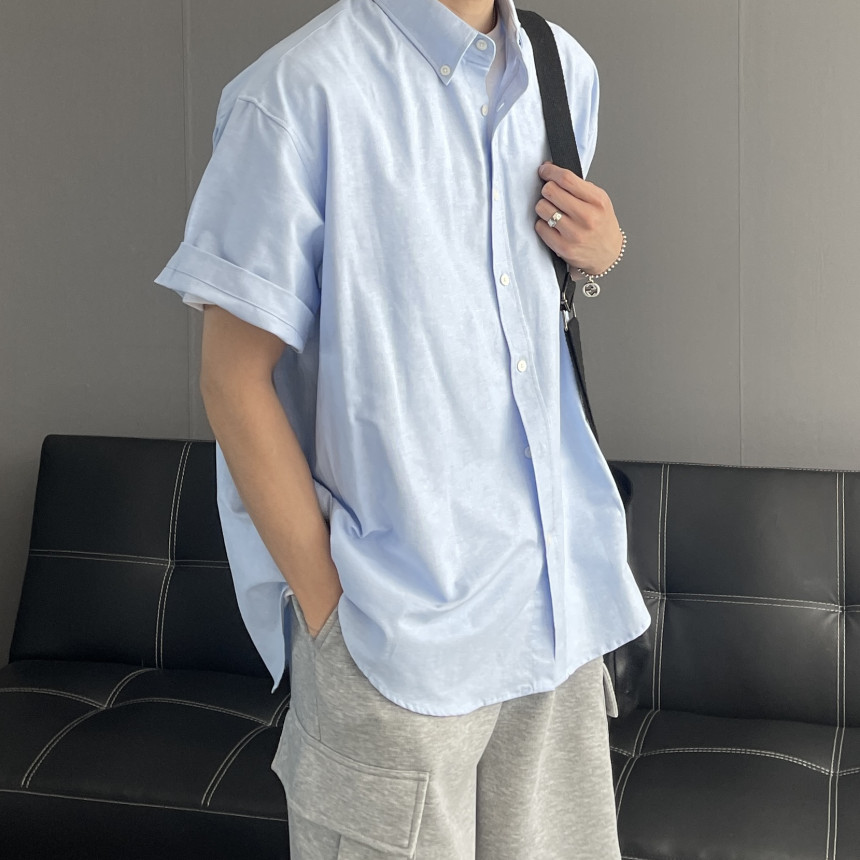 남자오버핏남방 옥스포드셔츠 남자하늘색셔츠 이미지 8