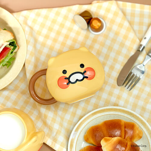 춘식이 페이스 머그 컵 고양이 얼굴 모양 머그컵 캐릭터 식기 카카오 프렌즈 굿즈 - 상세 이미지 5