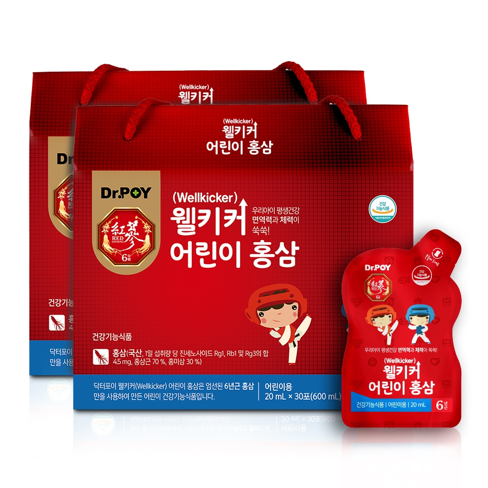 닥터포이 웰키커 어린이 홍삼 두돌 아기 아이 유아 키즈 홍삼정 30포, 2개