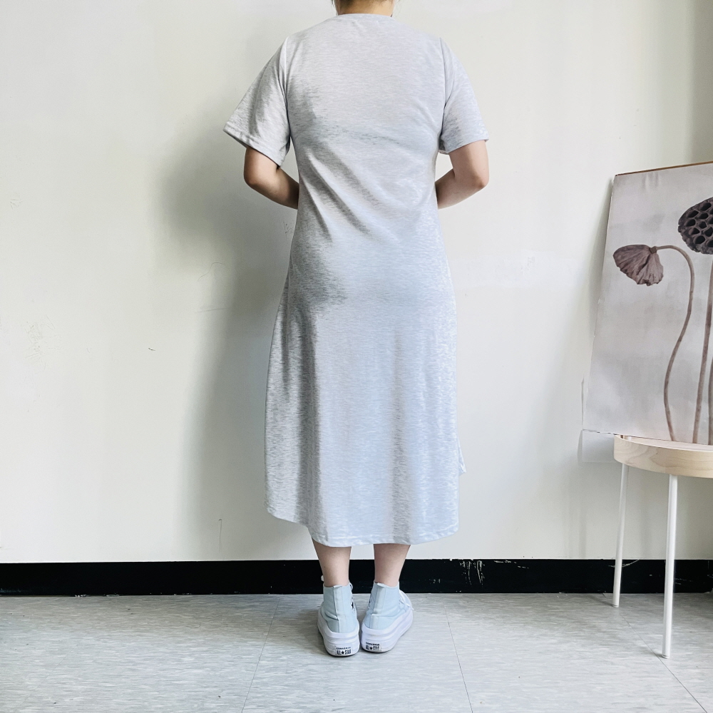 플레어원피스 편한 블랙 휴가 반팔 롱원피스 - 상세 이미지 5