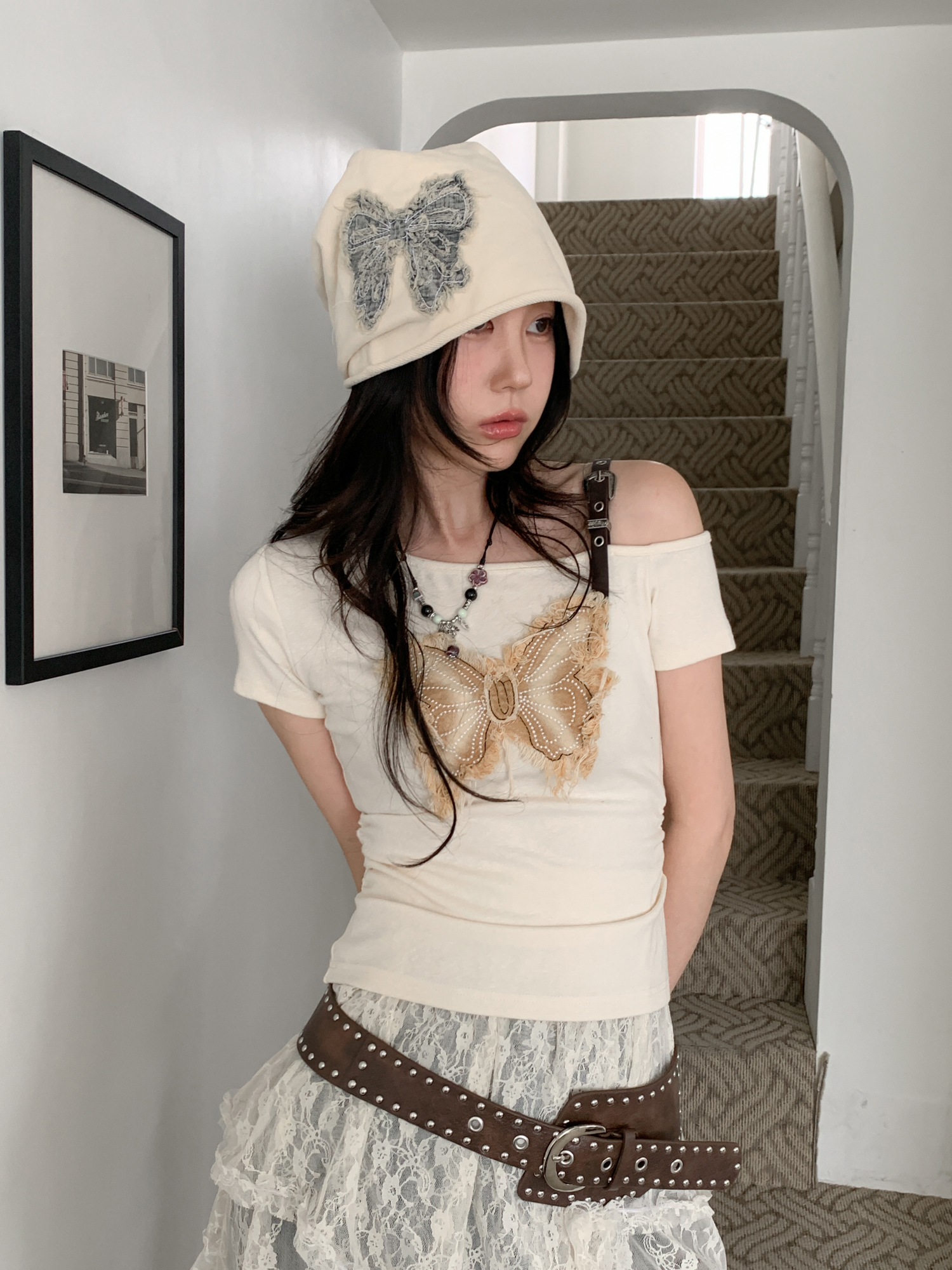 [핏예쁨] 빈티지 빅리본 패치 롱 비니 모자 4color 상세 이미지 17