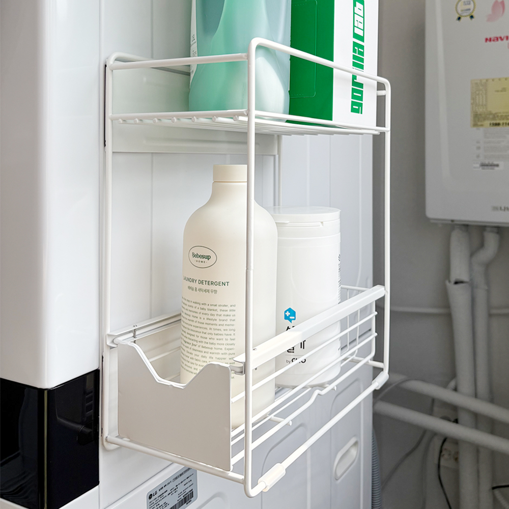 코드86 세탁실 선반 세탁기 자석선반 틈새 슬라이딩 철제 선반 2단