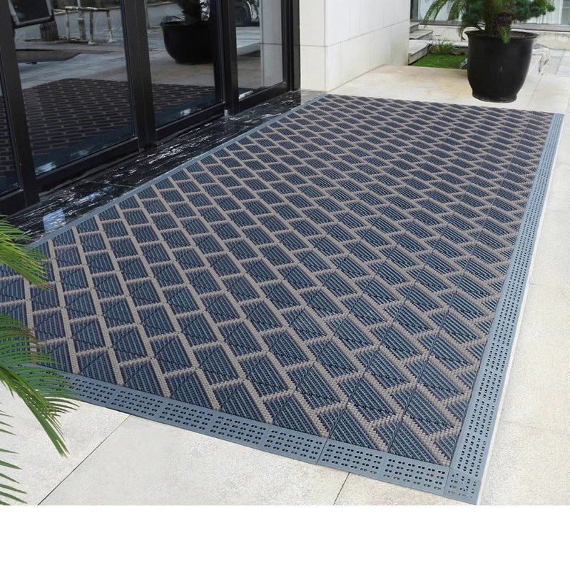 업소용 바닥매트 대형 현관매트 호텔 학교 120x180 그레이 블록(브러시) 90x150cm