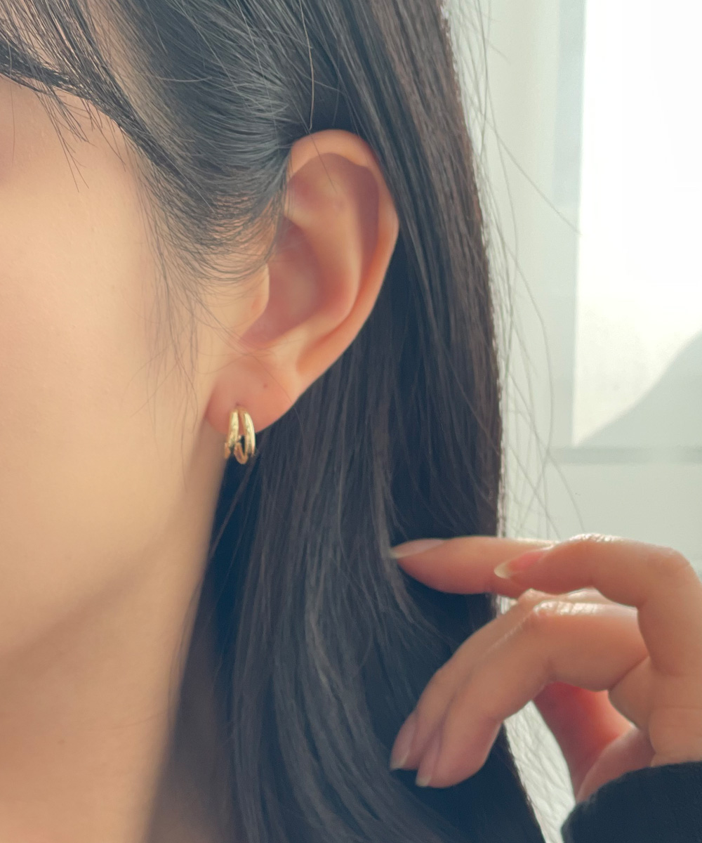 14K 18K 투링 슬림 원터치 링 심플 데일리 귀걸이 이어링 - 상세 이미지 3