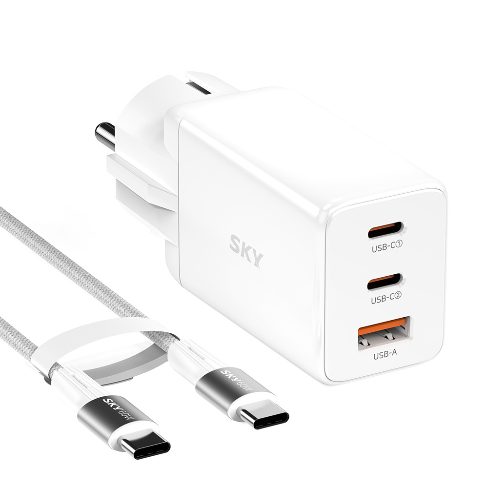 필 GE10 GaN 65W 3포트 고속 멀티 접지형 충전기 + 케이블 화이트