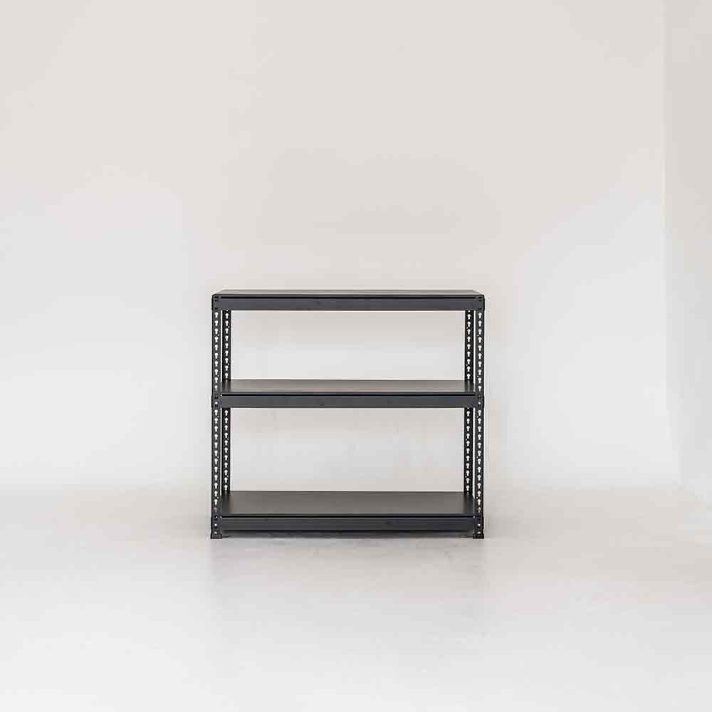 폴던스랙 올스틸 홈 카페 거실 수납 선반 인테리어 선반장 W1000xD500xH900mm, 3단, 블랙