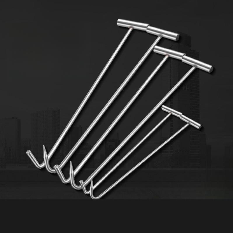 맨홀 뚜껑 여는 갈고리 지렛대 T자형 막대 공구 50cm(8mm) 뾰족 - 상품 이미지