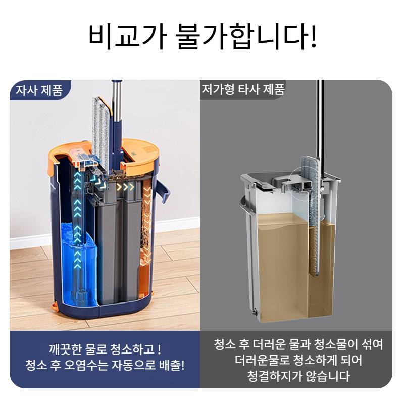 참 깨끗한 노터치 물걸레 밀대 깨끗한 물과 오염수 자동 분리 - 상세 이미지 4