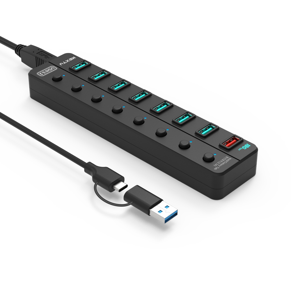 넥스트유 8포트 USB 3.2 A타입 Gen2 10G 유전원 멀티허브 UH358 - 상세 이미지 2