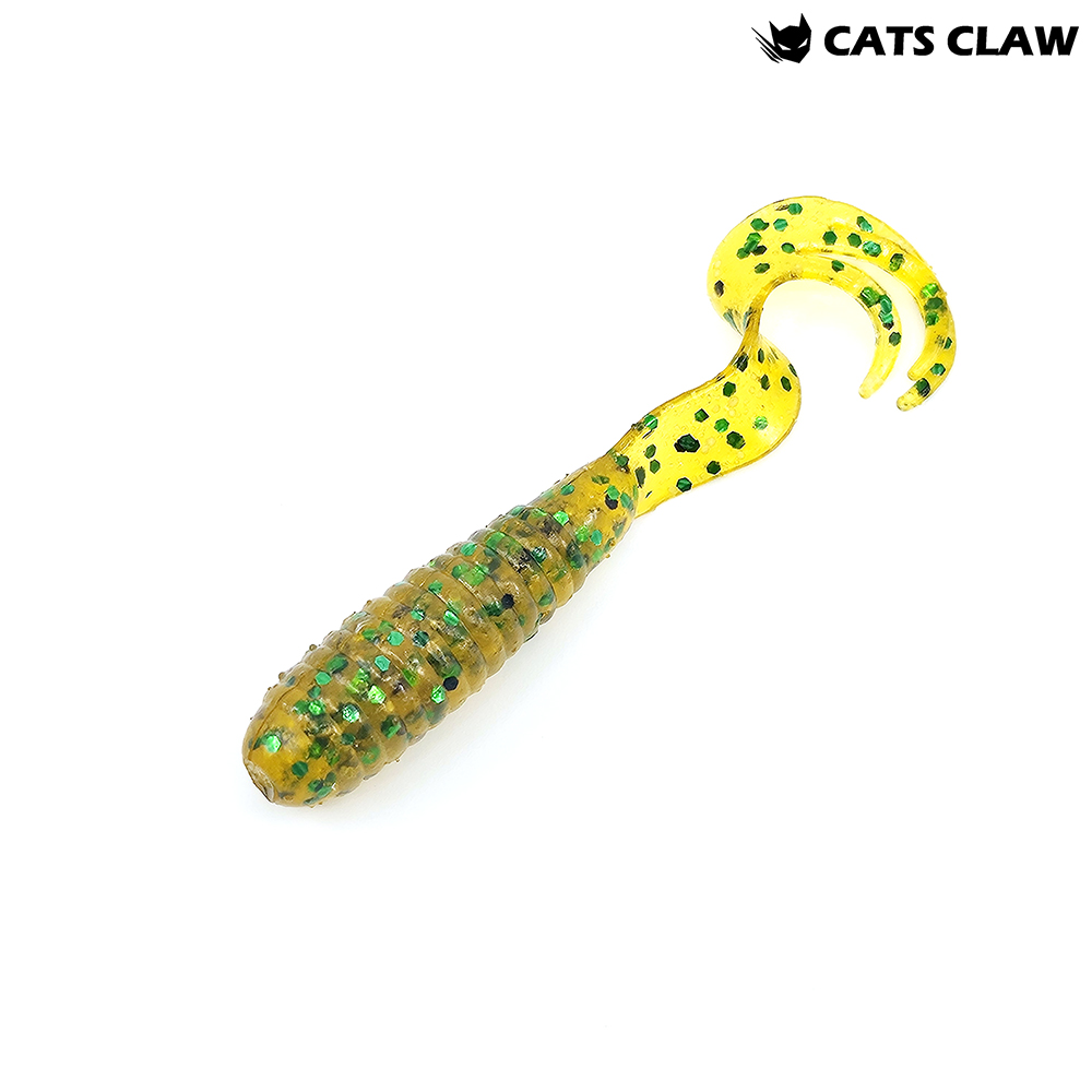 캣츠크로우 트리플그럽 꺽지웜 쏘가리웜 018 골드 그린, 7.6cm(3인치) - 메인 이미지
