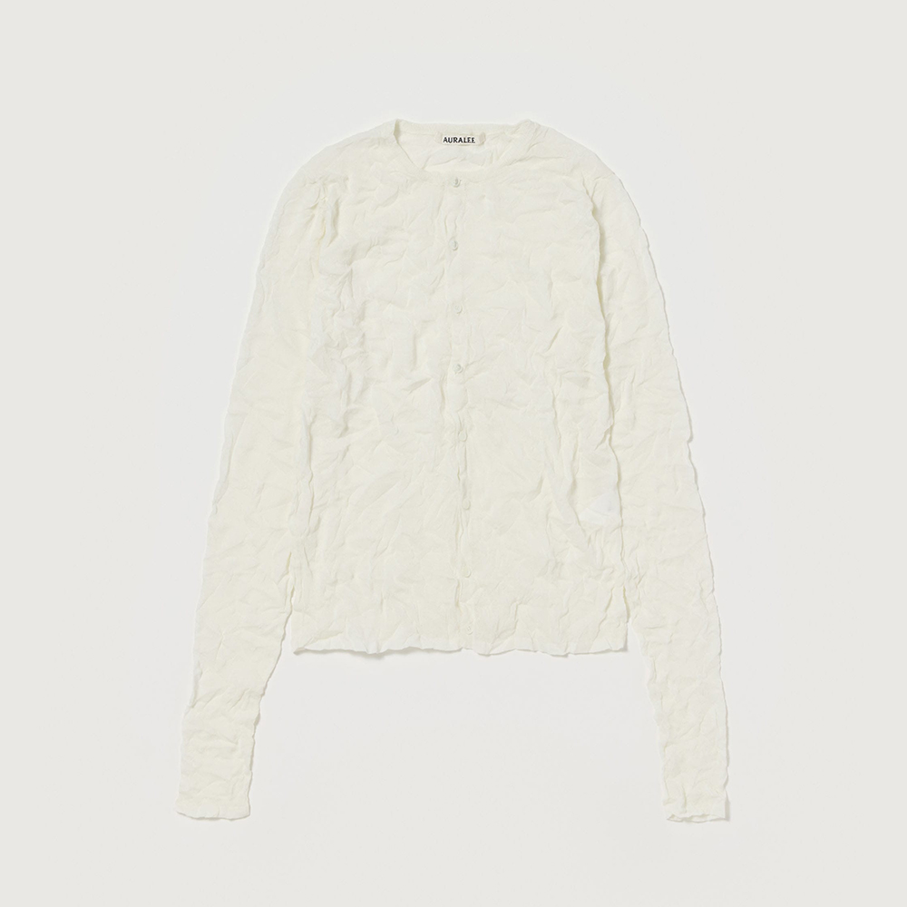 오라리 우먼즈 가디건 WRINKLED WOOL POLYESTER HIGH GAUGE KNIT CREW NECK CARDIGAN 25SS - 상세 이미지 3
