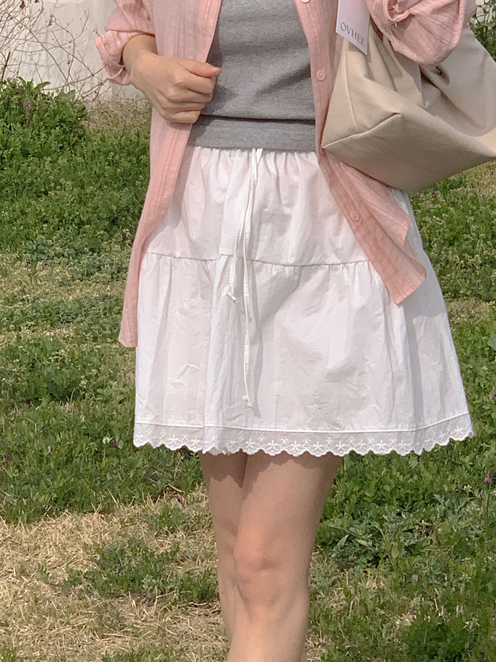 [반바지안감]레네 레이스 미니 미디 코튼 스커트 치마[2color] 상세 이미지 14