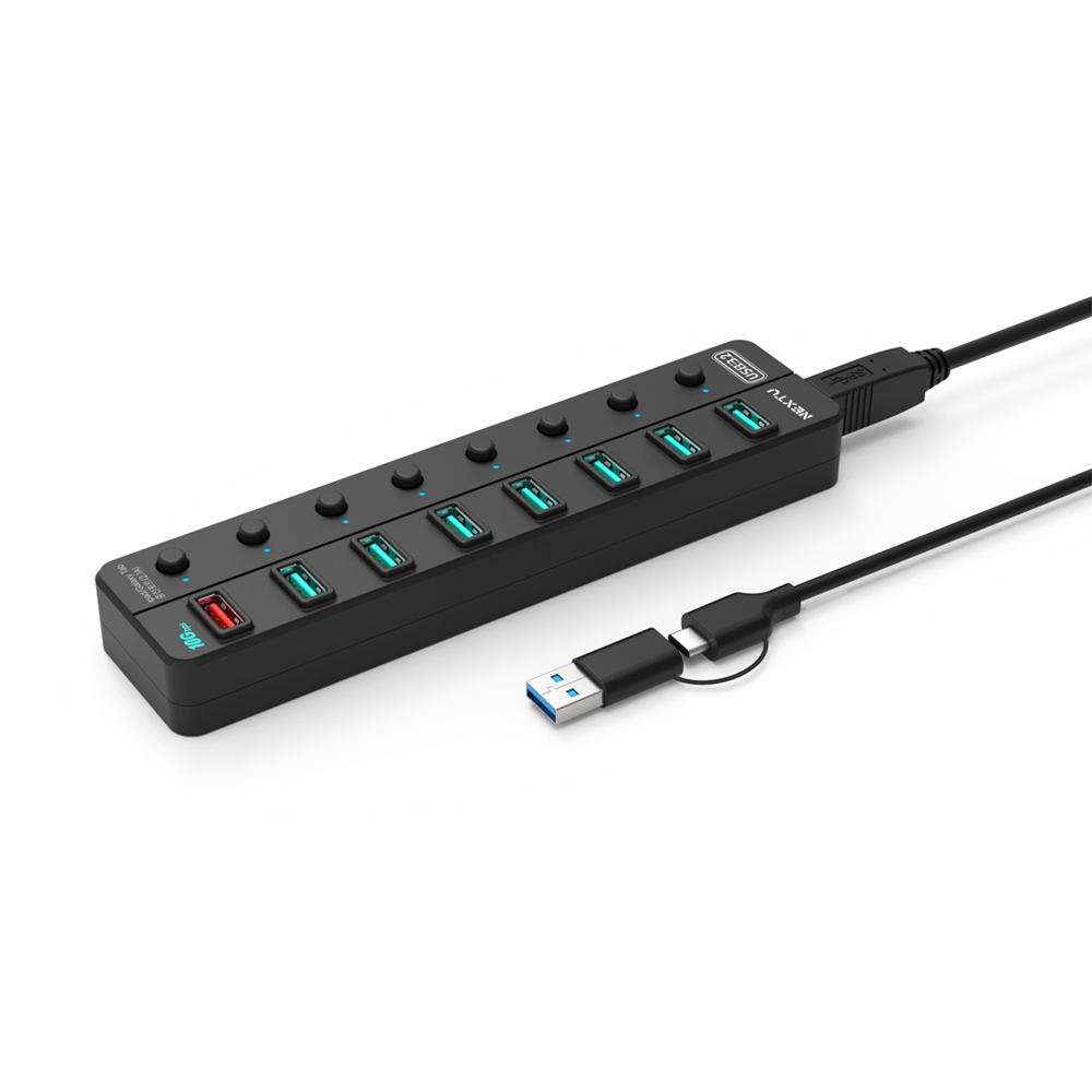 넥스트유 8포트 USB 3.2 A타입 Gen2 10G 유전원 멀티허브 UH358