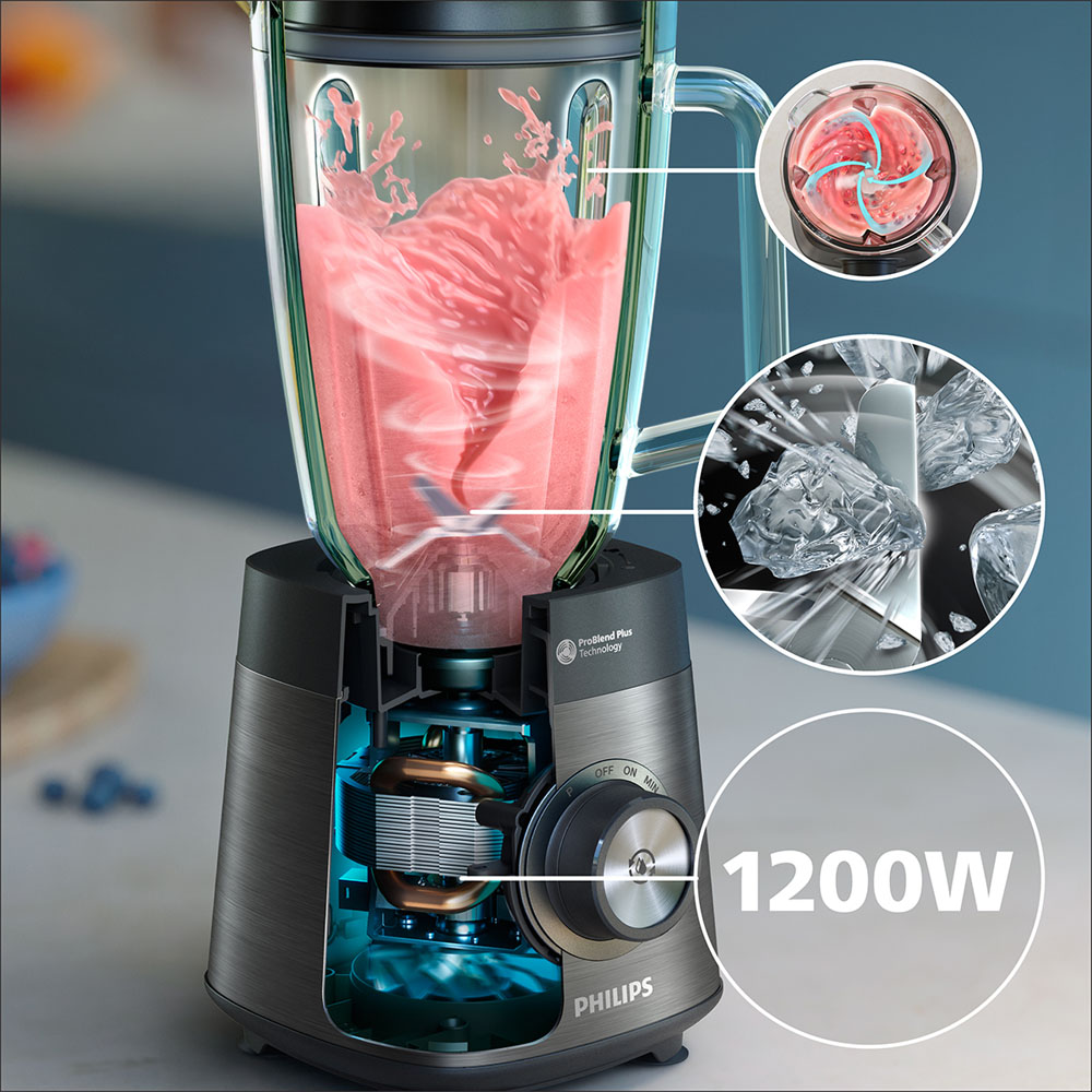 필립스 5000시리즈 프로파워 블렌더 유리 믹서기 자동세척 기능 HR3040/00