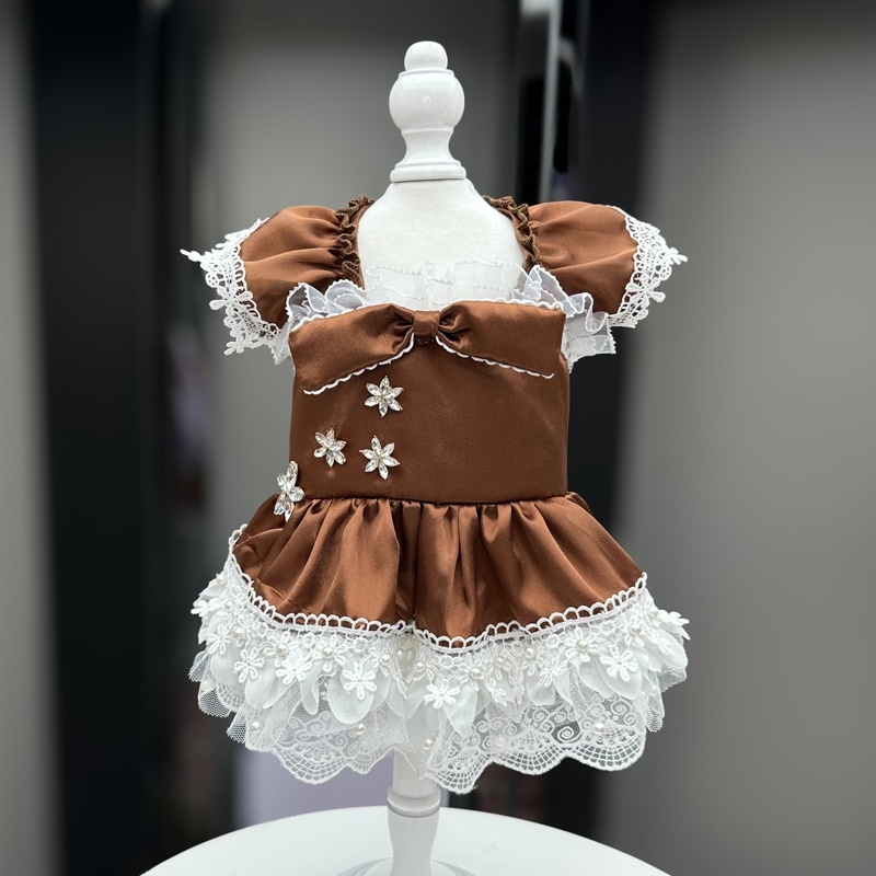 🧸티파티룩 브라운 레이스 클래식 드레스 - 상세 이미지 5