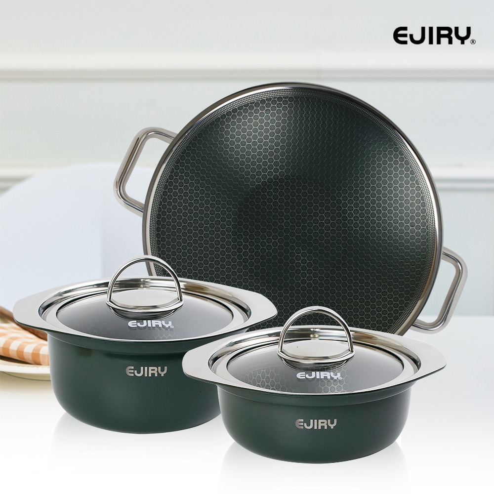 에지리 통 3중 인덕션 스텐냄비 논스틱 아시아팟 IH 그리들팬 전골냄비 32cm