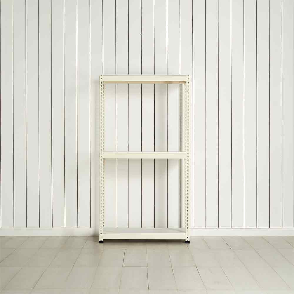 폴던스랙 올스틸 홈 카페 거실 수납 선반 인테리어 선반장 800x300x1500mm, 3단, 아이보리 - 상품 이미지
