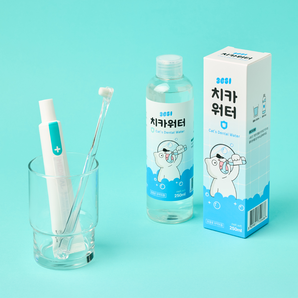 3651 치카워터 덴탈워터 마시는 고양이 치약 구강청결제 가글 칫솔 250ml, 1개