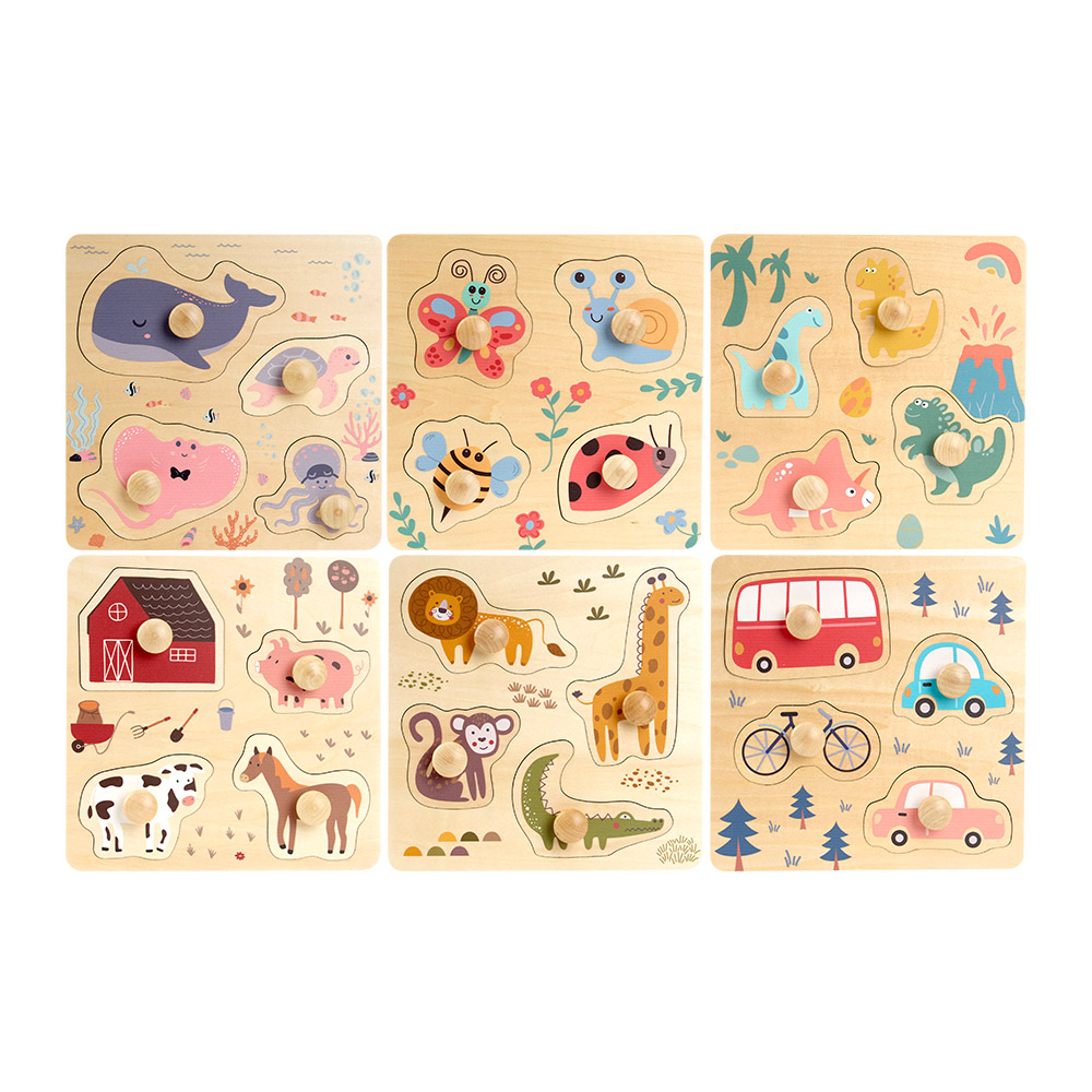 [캐스비] 점보꼭지퍼즐(택1) 곤충 공룡 해양 농장 동물 탈것 영아첫퍼즐 페그 puzzle - 상품 이미지
