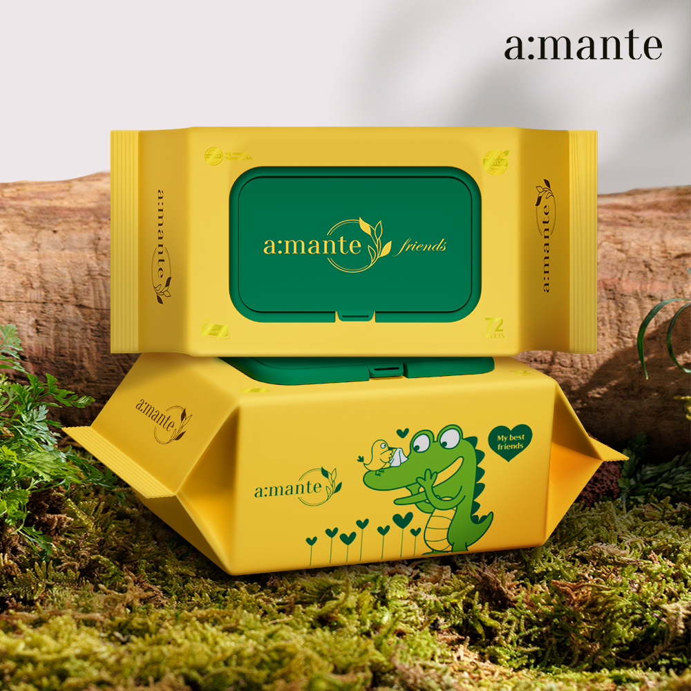 아망떼 물티슈 프렌즈 70평량 도톰한 두꺼운 신생아 유아 아기물티슈 엠보싱 캡형 10팩