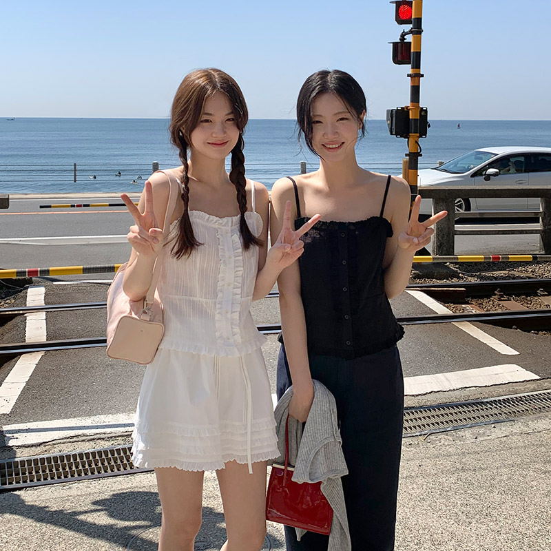펀칭 프릴 버튼 뷔스티에 블라우스 bs8154 - 상세 이미지 5