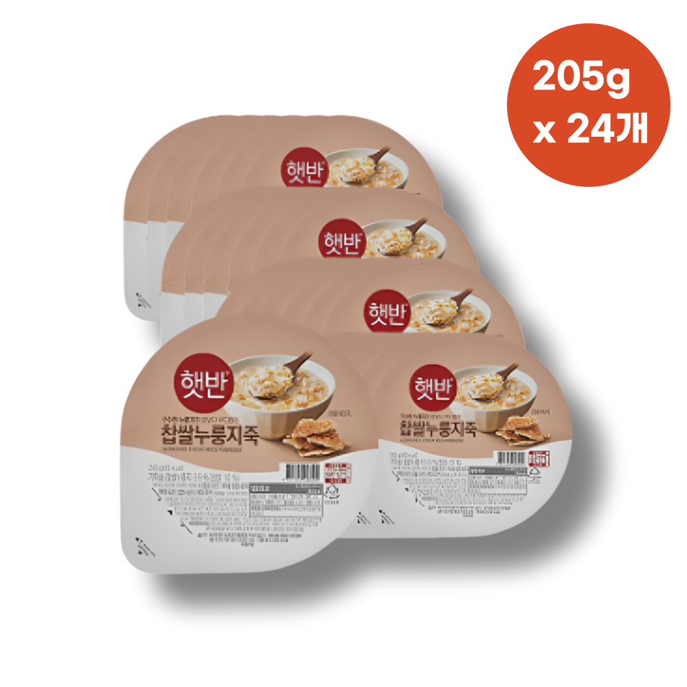 햇반 찹쌀 누룽지죽 205g 24개 : bhcompany