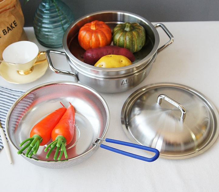 AMT 샤프 316Ti 스테인리스 22cm 티타늄 멀티쿠커 찜기 통5중