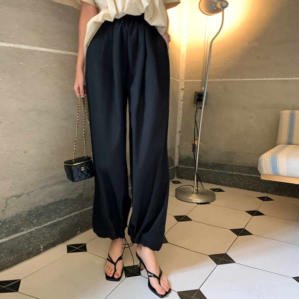 포에리 와이드 투웨이 조거 스트링 밴딩 팬츠 레이어링 스커트 세트 - 상품 이미지