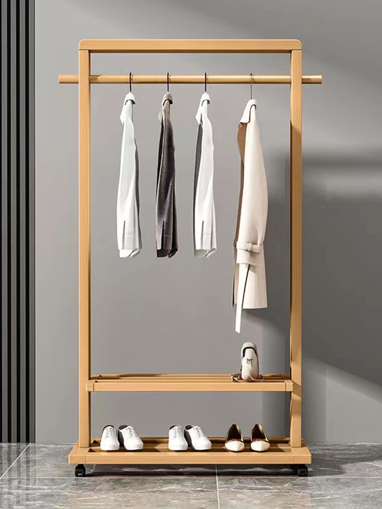 원목 행거 코트 의류 진열 원룸 드레스룸 수납 선반 월넛 65cm 표준 - 상세 이미지 5