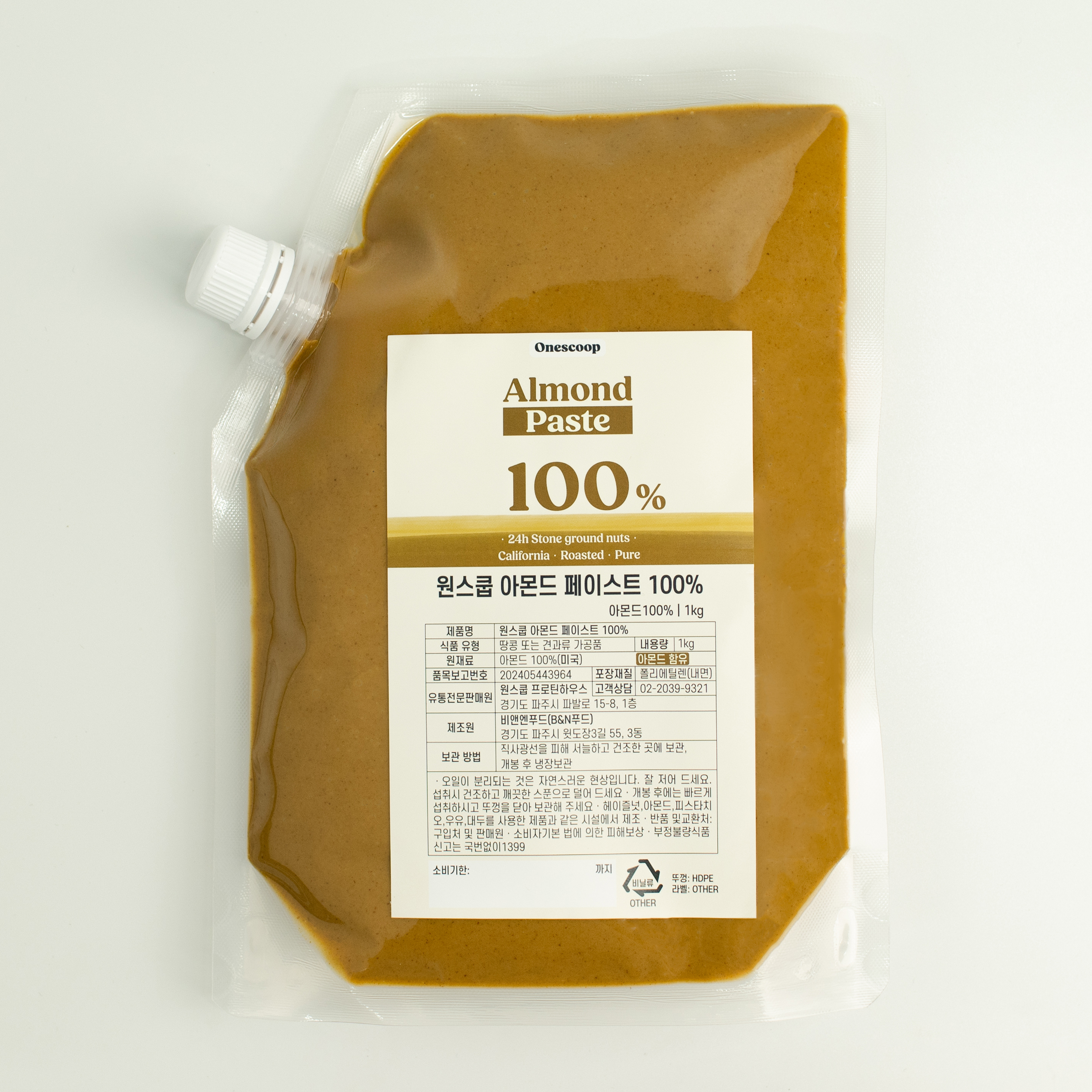 원스쿱 아몬드버터 100% 1kg 대용량