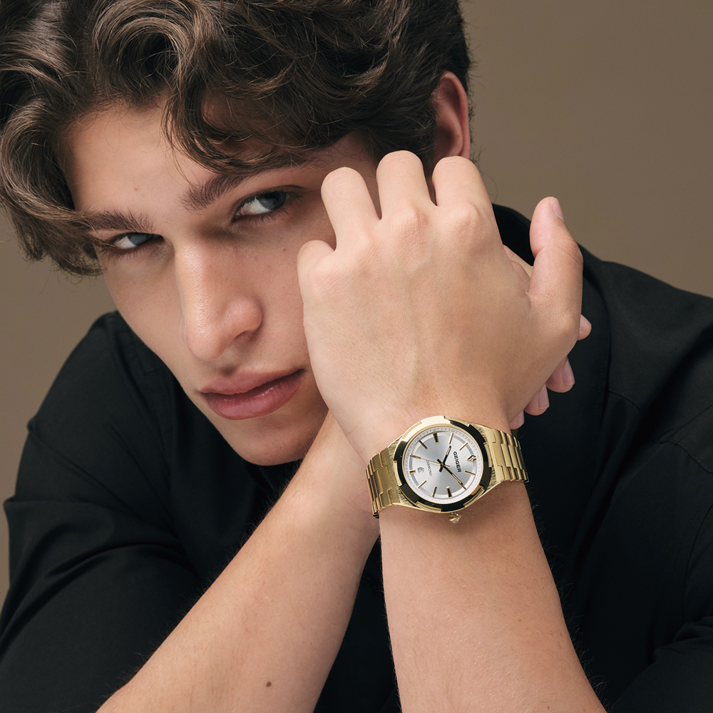 가이거시계 남성 천연 다이아 메탈 워치 GE1247