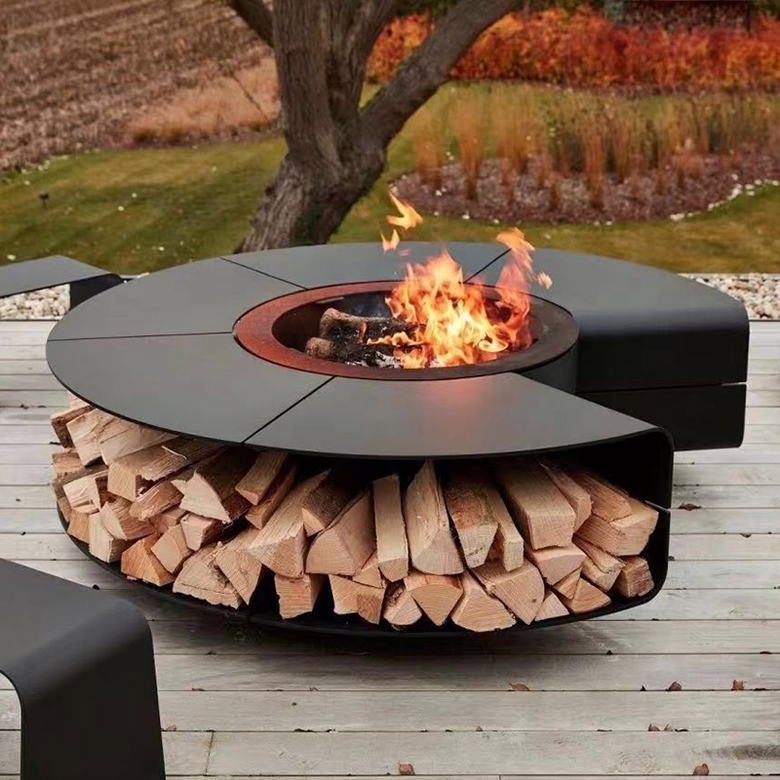 단체 야외용 캠핑원형테이블 화로테이블 화로대 그릴 행사용테이블