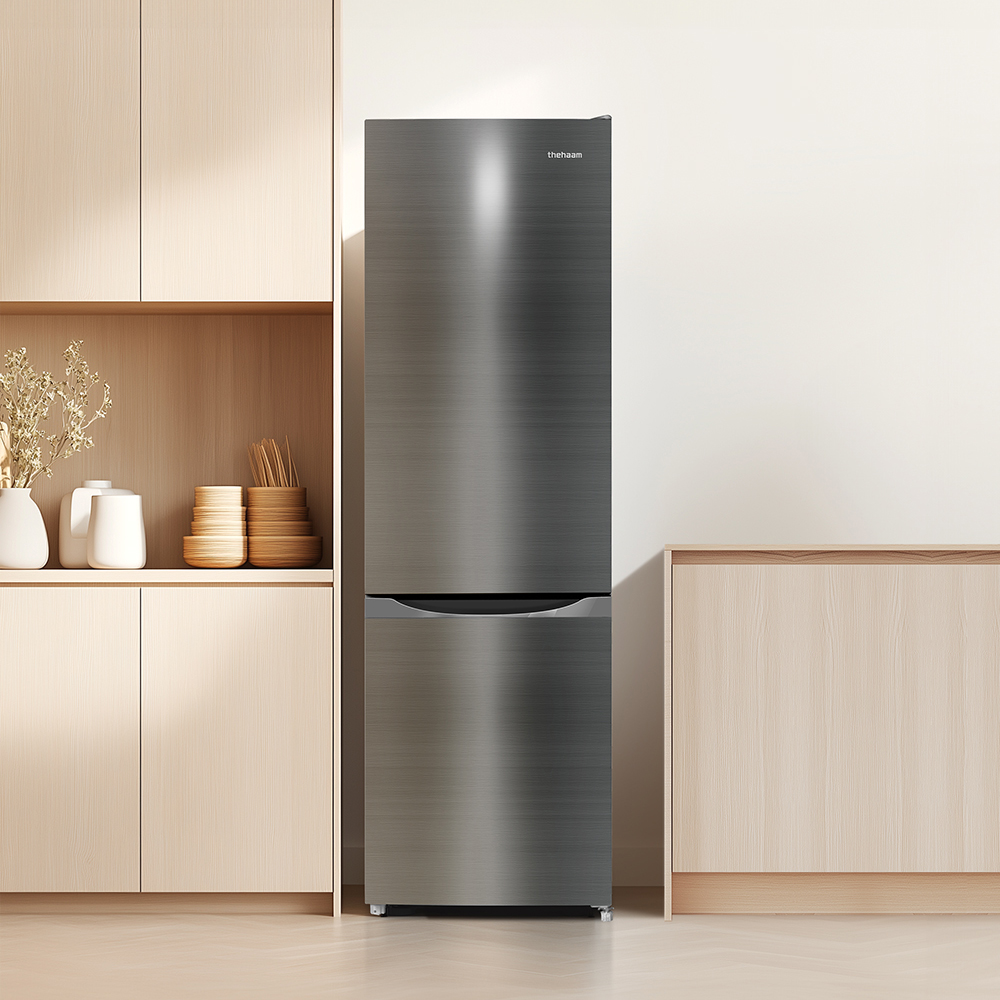 더함 소형 냉장고 원룸 사무실 모텔 신혼 냉장고 상냉장 하냉동 미니 실버 냉장고 262L