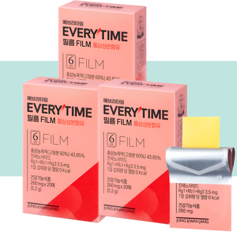 에브리타임 홍삼 필름 정관장 애브리타임 20매X3박스