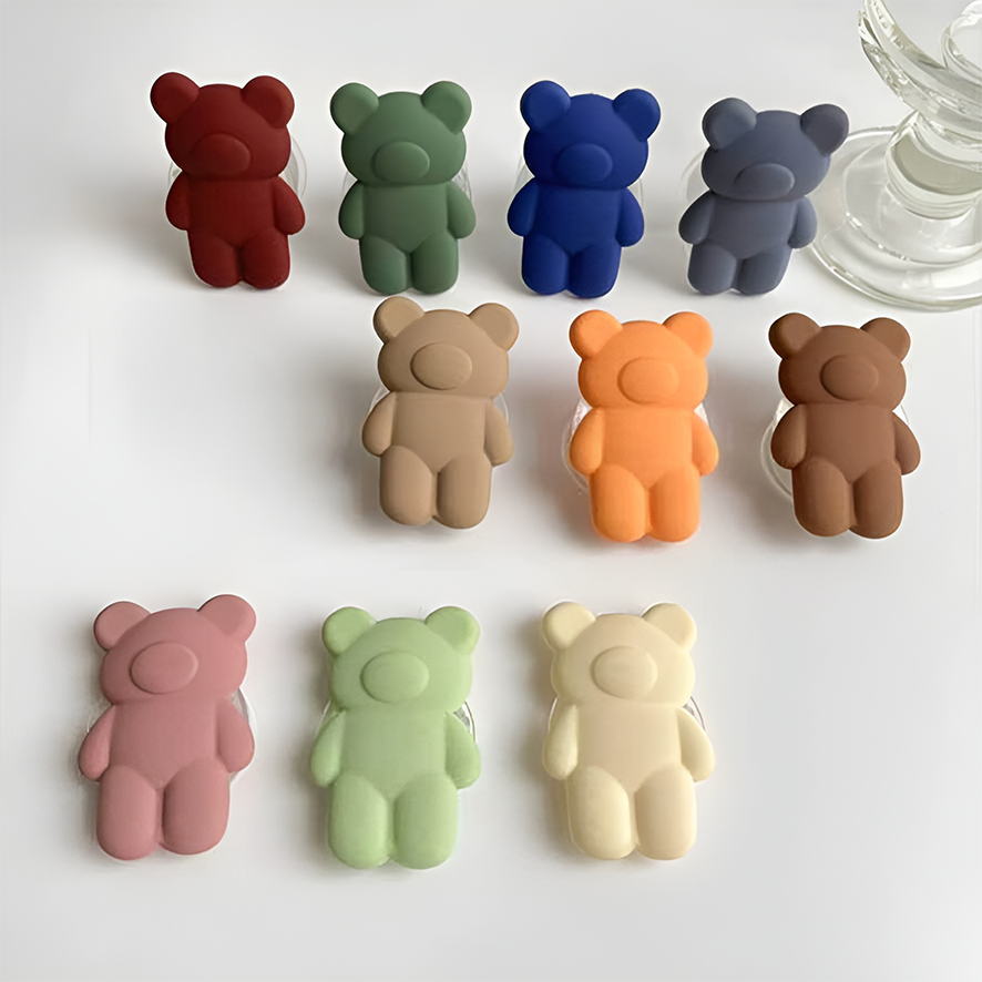특이한 곰돌이 그립 톡 레진아트 실리콘 입체 매트 스티커 맥세이프 자석 - 상세 이미지 3