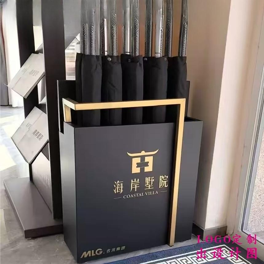 철제 우산 수납정리대 고급형 호텔 로비용 거치형 우산꽂이 깔끔한 공간 정리 검정색 50x20x70 1개 - 상세 이미지 2