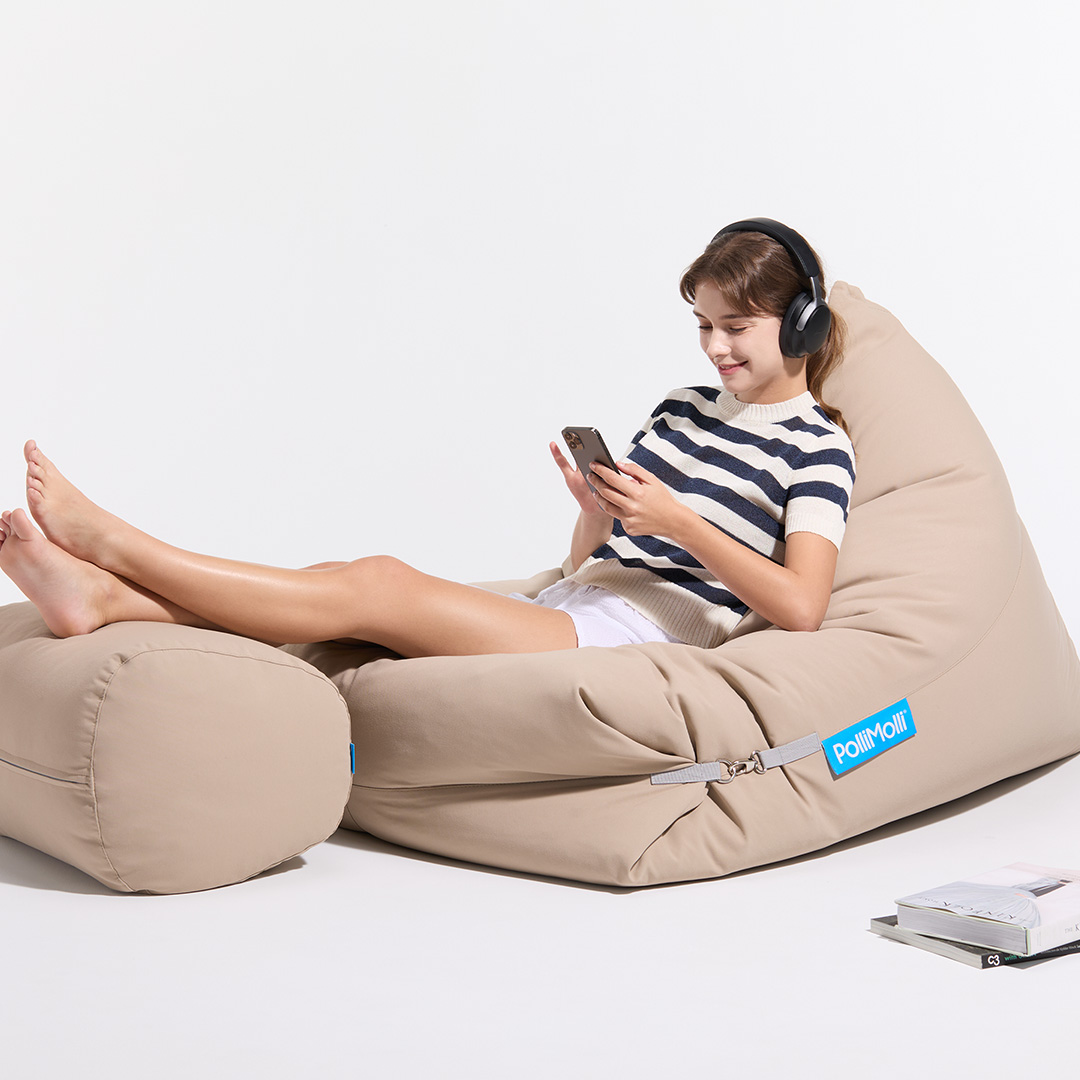 폴리몰리 701P 1인용 대형 빈백 소파 거실 야외 방수 풋스툴세트 (메시속커버,선택안함)