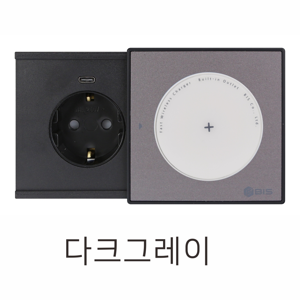 BIS 빌트인콘센트 테이블 가구 매립 1구 콘센트 USB 무선충전 BIS-101W 오브제 - 상세 이미지 3
