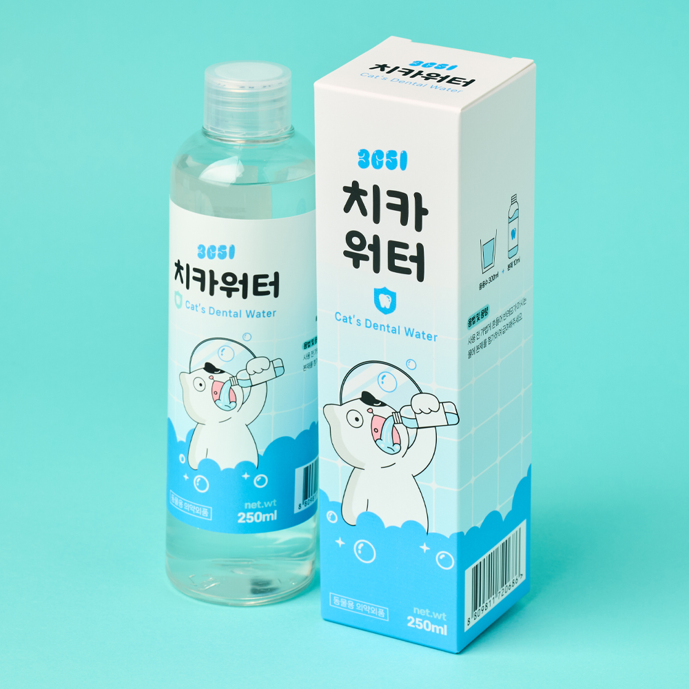 3651 치카워터 덴탈워터 마시는 고양이 치약 구강청결제 가글 칫솔 250ml, 3개